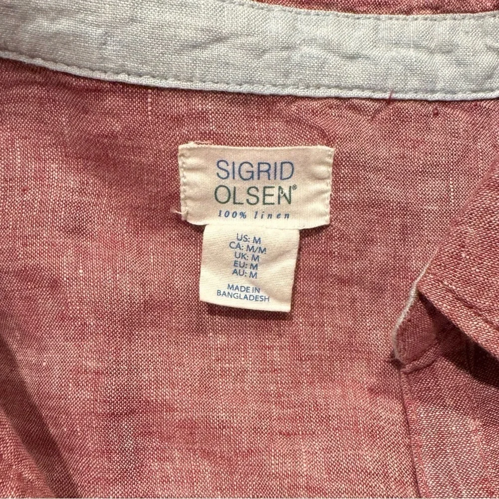 Sigrid Olsen Linen Blouse Red Womens Size Medium
